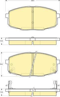Girling 6133429 Колодки тормозные HYUNDAI i30 07-/KIA СEED 07-/CARENS 02- передние