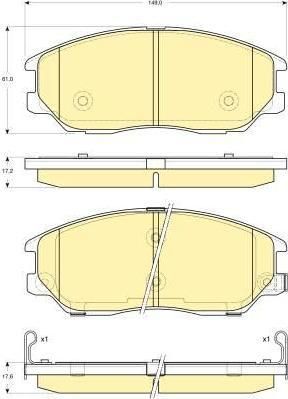 GIRLING Колодки тормозные HYUNDAI TERRACAN 01-/KIA OPIRUS 03- передние (6133609)