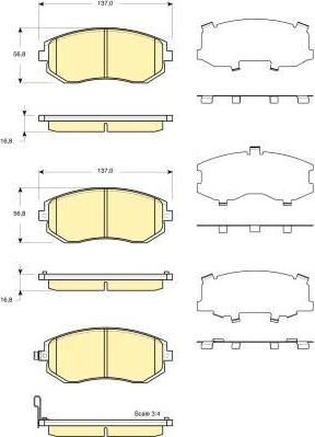 GIRLING Колодки тормозные передние SUBARU FORESTER 01- IMPREZA 01- LEGACY 98- (26296AG040, 6133719)