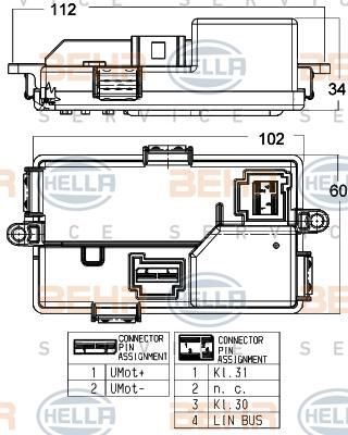 Hella 5HL 351 321-671 регулятор, вентилятор салона на 5 (F10, F18)