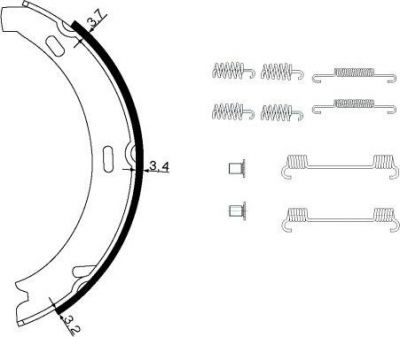 Hella 8DA 355 050-431 комплект тормозных колодок, стояночная тормозная с на MERCEDES-BENZ C-CLASS купе (CL203)