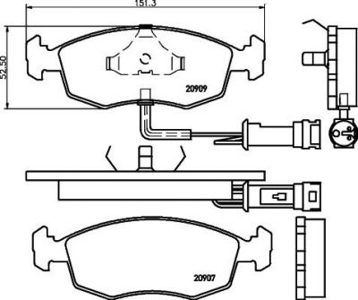 Hella 8DB 355 007-341 комплект тормозных колодок, дисковый тормоз на FORD SCORPIO I (GAE, GGE)