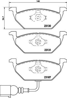 HELLA Колодки тормозные AUDI A3 >03/VW G4/G5/SKODA OCTAVIA 1.4/1.6/1.9D передние (1J0698151D, 8DB 355 008-551)