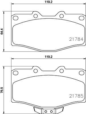 Hella 8DB 355 009-471 комплект тормозных колодок, дисковый тормоз на TOYOTA HILUX II пикап (LN8_, RN5_, LN6_, YN6_, YN5_, LN5_, RN6_)