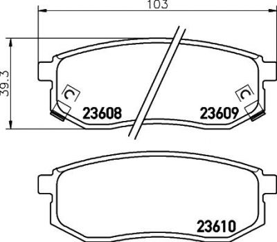 Hella 8DB 355 010-011 комплект тормозных колодок, дисковый тормоз на HYUNDAI SANTAMO