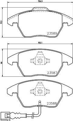 HELLA Колодки тормозные AUDI A3/VOLKSWAGEN G5/PASSAT 06>/TOURAN 03>06/CADDY 04> пер. (1K0698151, 8DB 355 010-581)