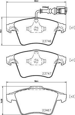 HELLA Колодки тормозные VOLKSWAGEN T5/MULTIVAN 03> R16 передние (7H0698151, 8DB 355 011-171)