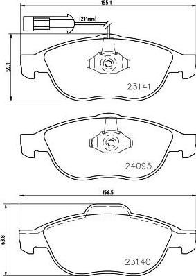 Hella 8DB 355 011-651 комплект тормозных колодок, дисковый тормоз на ALFA ROMEO 156 (932)