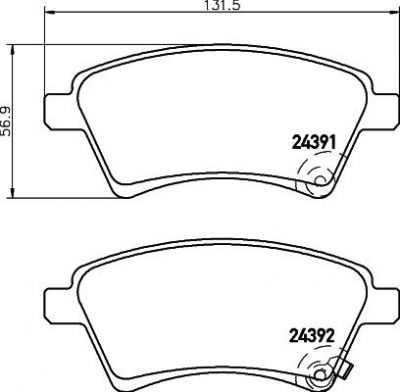 Hella 8DB 355 012-511 комплект тормозных колодок, дисковый тормоз на FIAT SEDICI (FY_)
