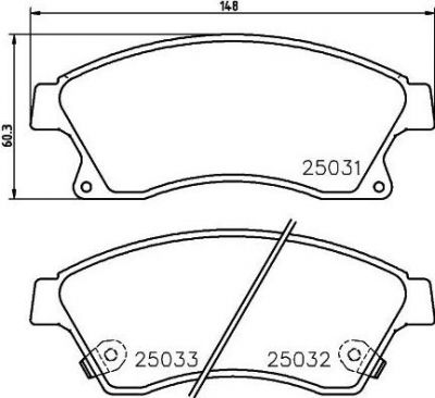 Hella 8DB 355 015-231 комплект тормозных колодок, дисковый тормоз на CHEVROLET CRUZE Наклонная задняя часть (J305)