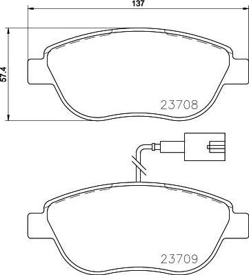 Hella 8DB 355 015-791 комплект тормозных колодок, дисковый тормоз на FIAT DOBLO фургон/универсал (263)