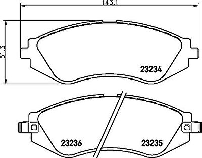 HELLA КОМПЛЕКТ ТОРМОЗНЫХ КОЛОДОК, ДИСКОВЫЙ ТОРМОЗ (8DB 355 017-141)