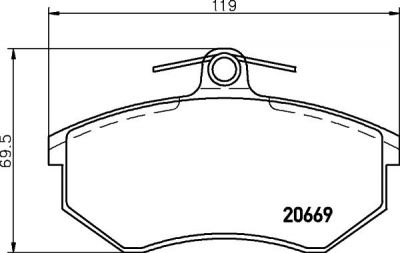 Hella 8DB 355 017-641 комплект тормозных колодок, дисковый тормоз на AUDI 80 (81, 85, B2)