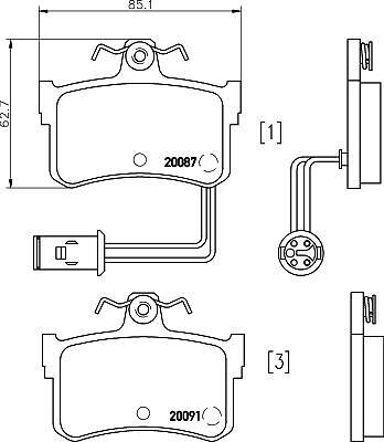 Hella 8DB 355 017-751 комплект тормозных колодок, дисковый тормоз на ROVER 800 (XS)