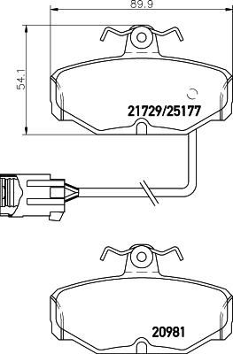 Hella 8DB 355 018-121 комплект тормозных колодок, дисковый тормоз на FORD SCORPIO I (GAE, GGE)