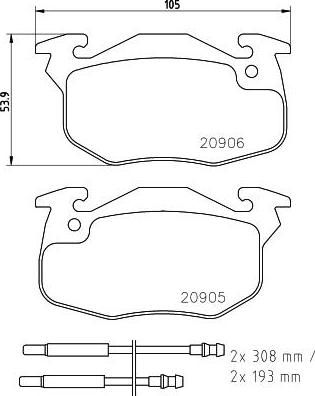 Hella 8DB 355 019-131 комплект тормозных колодок, дисковый тормоз на PEUGEOT 306 (7B, N3, N5)