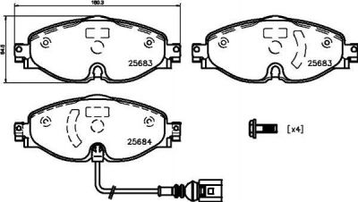 Hella 8DB 355 020-191 комплект тормозных колодок, дисковый тормоз на AUDI A3 Limousine (8VS)