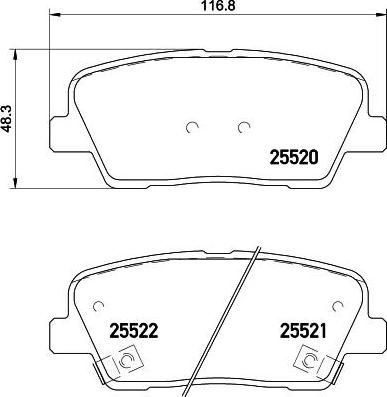 Hella 8DB 355 023-041 комплект тормозных колодок, дисковый тормоз на HYUNDAI GENESIS (DH)