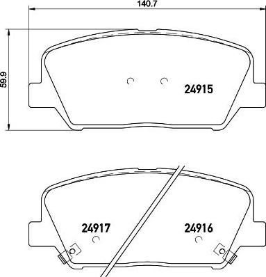 Hella 8DB 355 028-781 комплект тормозных колодок, дисковый тормоз на HYUNDAI GRANDEUR (HG)