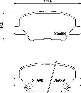 Hella 8DB 355 029-331 комплект тормозных колодок, дисковый тормоз на MITSUBISHI OUTLANDER III (GG_W, GF_W, ZJ)