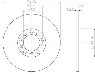 Hella 8DD 355 100-071 тормозной диск на MERCEDES-BENZ седан (W123)