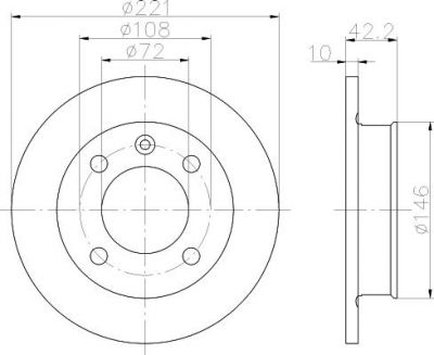 Hella 8DD 355 100-171 тормозной диск на FORD FIESTA II (FBD)