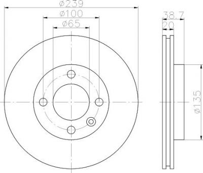 Hella 8DD 355 100-191 тормозной диск на AUDI 80 (81, 85, B2)