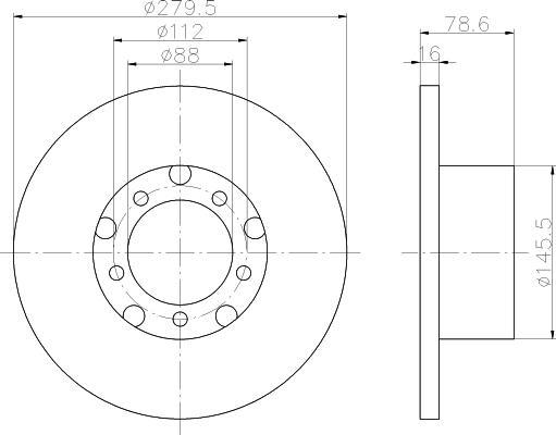 Hella 8DD 355 100-201 тормозной диск на MERCEDES-BENZ T1 фургон (602)