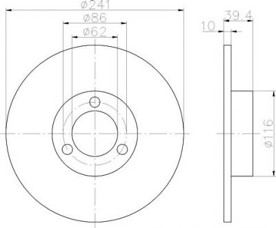 Hella 8DD 355 100-311 тормозной диск на PEUGEOT 104