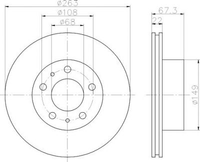 Hella 8DD 355 100-341 тормозной диск на VOLVO 240 Kombi (P245)