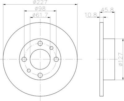 Hella 8DD 355 100-361 тормозной диск на FIAT UNO (146A/E)