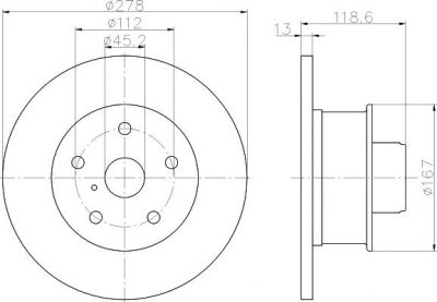 Hella 8DD 355 100-471 тормозной диск на VW TRANSPORTER III c бортовой платформой/ходовая часть