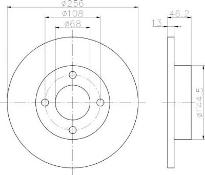 Hella 8DD 355 100-581 тормозной диск на AUDI 80 (89, 89Q, 8A, B3)