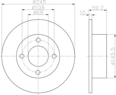 Hella 8DD 355 100-601 тормозной диск на AUDI 80 Avant (8C, B4)