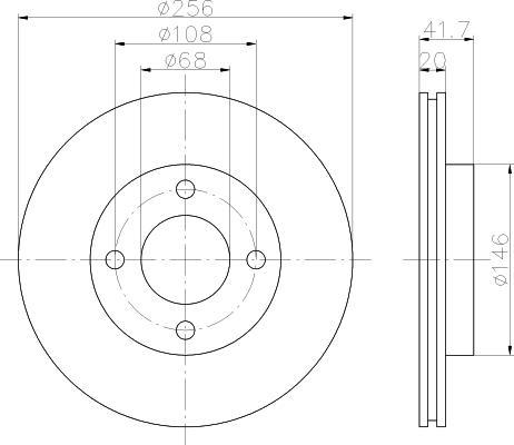 Hella 8DD 355 100-611 тормозной диск на AUDI 90 (81, 85, B2)