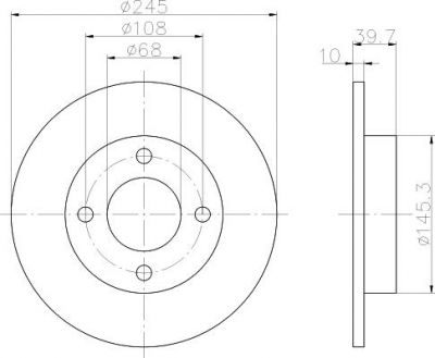 Hella 8DD 355 100-621 тормозной диск на AUDI 90 (81, 85, B2)