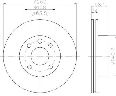 Hella 8DD 355 100-721 тормозной диск на FORD SIERRA (GBG, GB4)