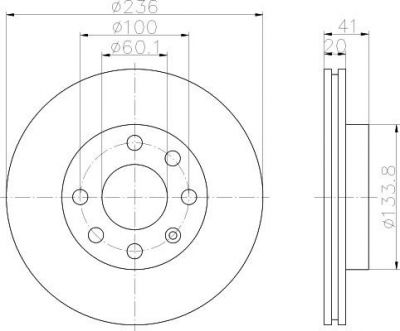 Hella 8DD 355 100-821 тормозной диск на OPEL KADETT E Combo (38_, 48_)