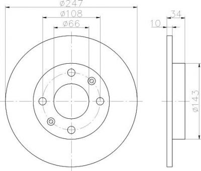 Hella 8DD 355 100-841 тормозной диск на PEUGEOT 309 II (3C, 3A)