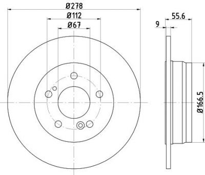 Hella 8DD 355 101-011 тормозной диск на MERCEDES-BENZ CLK (C208)