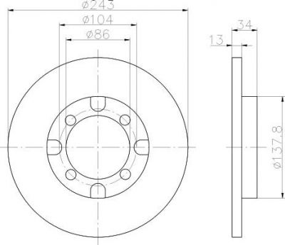 Hella 8DD 355 101-141 тормозной диск на MITSUBISHI LANCER IV (C6_A, C7_A)