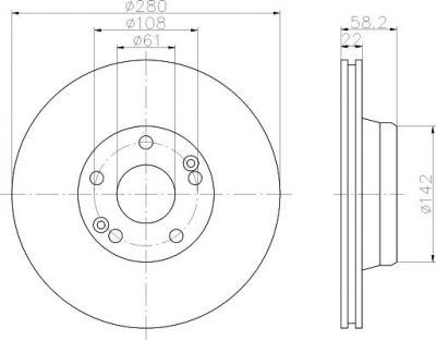 Hella 8DD 355 101-271 тормозной диск на RENAULT 25 (B29_)