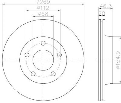Hella 8DD 355 101-351 тормозной диск на AUDI 100 Avant (44, 44Q, C3)