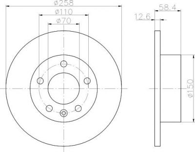 Hella 8DD 355 101-411 тормозной диск на OPEL OMEGA A (16_, 17_, 19_)