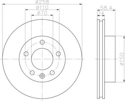 Hella 8DD 355 101-421 тормозной диск на OPEL OMEGA A (16_, 17_, 19_)