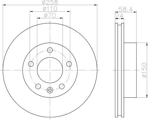Hella 8DD 355 101-421 тормозной диск на OPEL OMEGA A (16_, 17_, 19_)