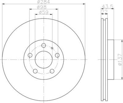 Hella 8DD 355 101-951 тормозной диск на FIAT DOBLO c бортовой платформой/ходовая часть (263)