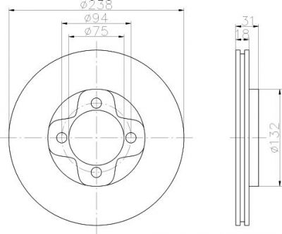 Hella 8DD 355 101-981 тормозной диск на MAZDA 323 III Hatchback (BF)