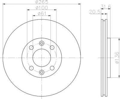 Hella 8DD 355 102-141 тормозной диск на RENAULT 21 универсал (K48_)