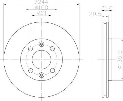 Hella 8DD 355 102-151 тормозной диск на RENAULT 21 (B48_)